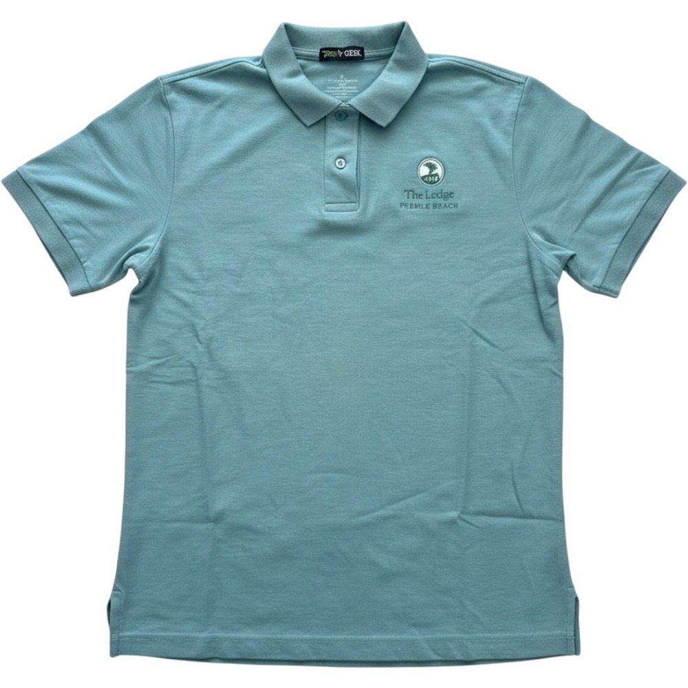 Sope Creek Mens Pebble Beach‎ The Lodge Polo Shirt Blue Green Cotton Large